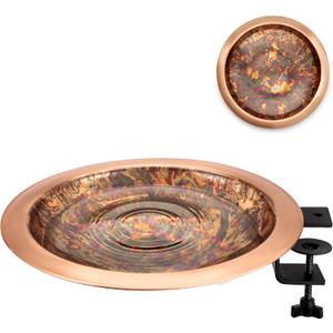 Good Directions Fired Copper Deck Mount Bird Bath Basin for Outside Backyard, Outdoor Patio, Garden, Feeder, Birdbath, Gift for Bird Lovers and Watchers, 13" Metal Bowl