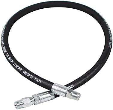 YAMATIC Pressure Washer Whip Hose with Swivel Steel Connector, 3/8" Jumper Hoses 4FT For Hose Reel and Power Washer, 4000 PSI