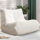 Bean Bag Chair Big Sofa Beanbag Chair for Adults Fireside Chair Bean Bag Lounger with Memory Foam Filled for Home,Apartment or Gaming Venue (White Plush)