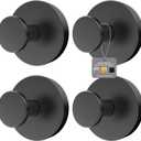 Ninth Five Shower Suction Cup Hooks, Heavy Duty Bathroom Wall Hooks for Towels, Robes, Loofahs, Removable Metal Hook for Tile Glass Mirror, No Drill(4 Pack, Black)