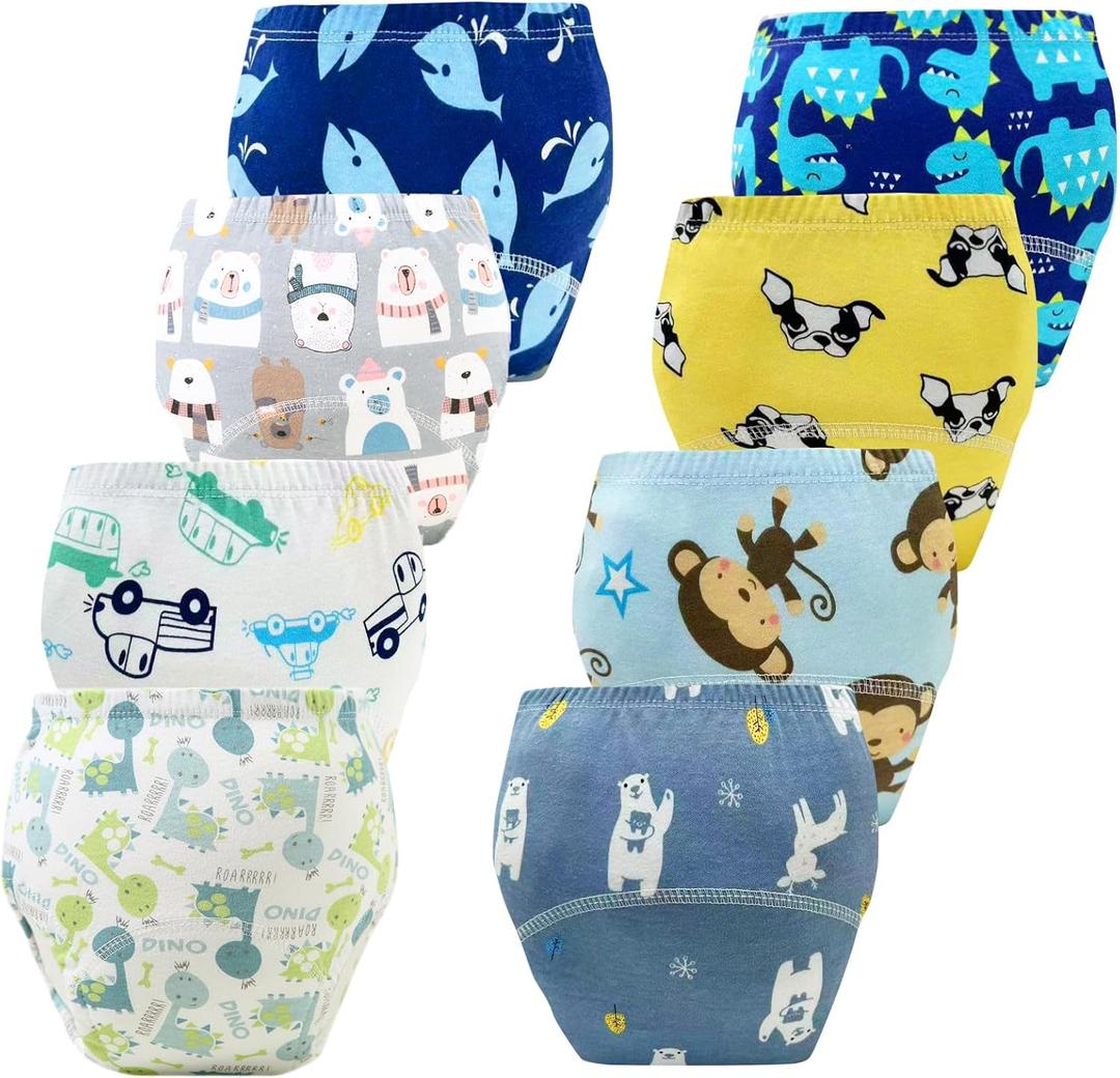 Upairy Training Pants for Girls Boys,Toddler Potty Training Underwear,Leakproof Reusable Kid Confident Panties,Children's Potty Underwear 100% Cotton for 2T-6T(8PCS,S)