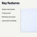 Amazon Basics Loose Leaf Paper, Graph Ruled Binder Paper, 100 Sheets, 11" x 8.5", 6 pack, White
