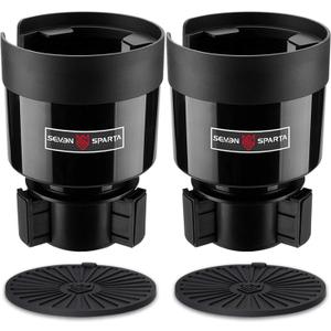 Seven Sparta 2 Pack Car Cup Holder Expander with Adjustable Base, Compatible with Hydro Flasks 32/40 Ounce, Compatible with Yeti Ramblers 20/26/30 Ounce, Other Bottles in 3.4"-3.8" (Black)