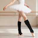 Ballet Leg Warmers for Girls Teens Pink Knitted Stirrup Socks for Dance Practice Yoga Sports and Daily Wear (Black)
