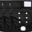 wegreeco Washable Female Dog Diapers Highly Absorbent Reusable Diapers for Dog in Heat Dog Period Diapers, 3 Pack (Black, Large (15"-17" Waist)