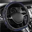 Car Steering Wheel Cover, 15 Inch Leather D-Shaped Comfy Grip Steering Wheel Protector, Anti-Slip Steering Wheel Cover with 3D Honeycomb for Most Vehicles, Car Accessories (Blue)