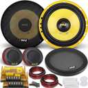Pyle 2 Way Custom Component Speaker System - 6.5 400 Watt, with Electroplated Plastic Basket, Butyl Rubber Surround & 40 Oz Magnet Structure - Wire Installation Hardware Set Included - PLG6C, Yellow