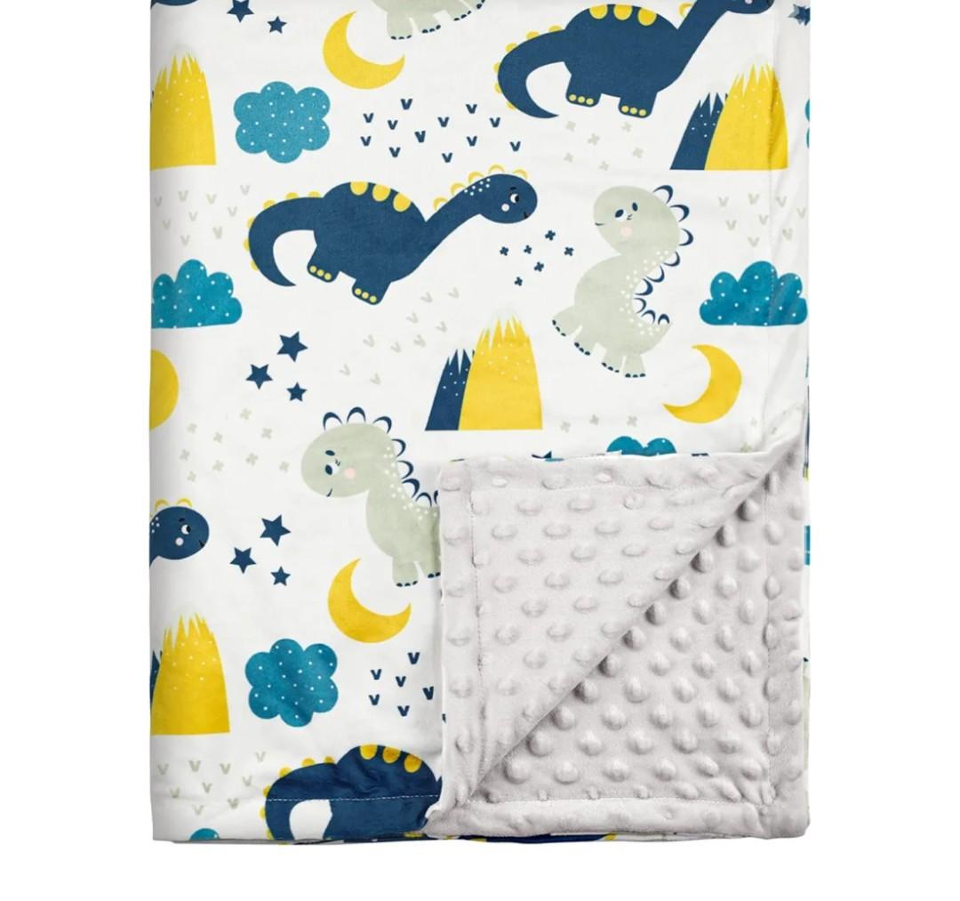 Baby Blankets for Boys, Dinosaur Super Soft Nursery Minky Blanket for Newborn Baby, Double Layer with Dotted Backing, Essentials Receiving Bed Throw Blanket Stroller Crib Shower Gifts, 30 x 40 Inch