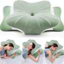 DONAMA Cervical Pillow for Neck and Shoulder Pain Relief, Cooling Contour Memory Foam Pillow, Dual-Height Ergonomic Neck Support Pillow for Side Back Stomach Sleepers with Removable Pillowcase