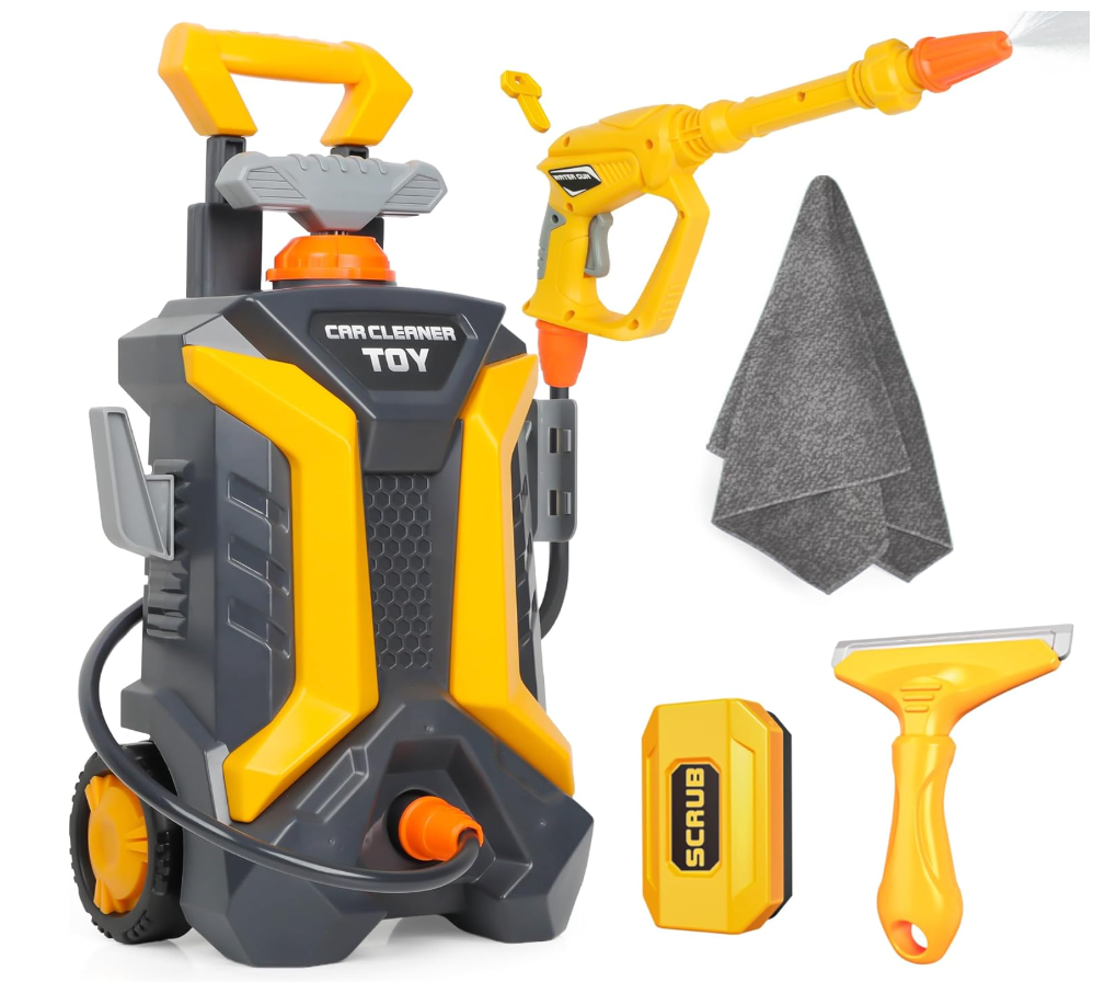 Toddler Outdoor Playset Kids Cleaning Car Toy with Real Spray Car Wash Water Gun for Kids 3+ Manual Pressure Washer Toy