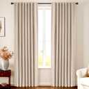 INOVADAY 100% Blackout Curtains 108 Inches Length 2 Panels Set, Back Tab/Rod Pocket Linen Black Out Curtains for Bedroom, Thermal Insulated Window Drapes - Oatmeal, W50 X L108