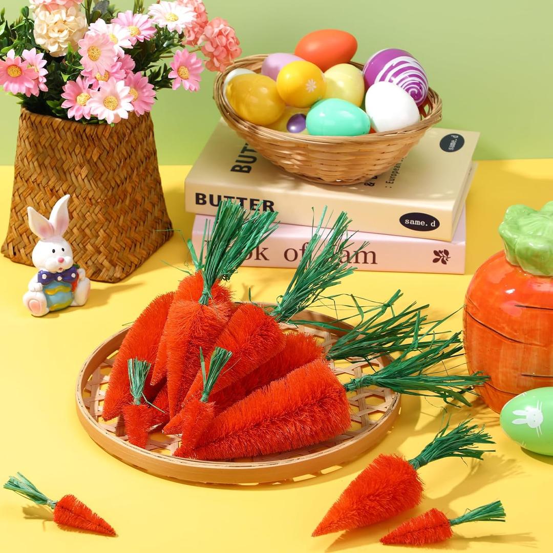 DoubleFill 12 Pcs Easter Carrot Decoration 10.6" 7.5" 3.5" Artificial Fake Carrots Tabletop Multisize Spring Easter Bunny Ornament for Basket Filler Hunting Party Tree Farmhouse Fireplace DIY(No Base)