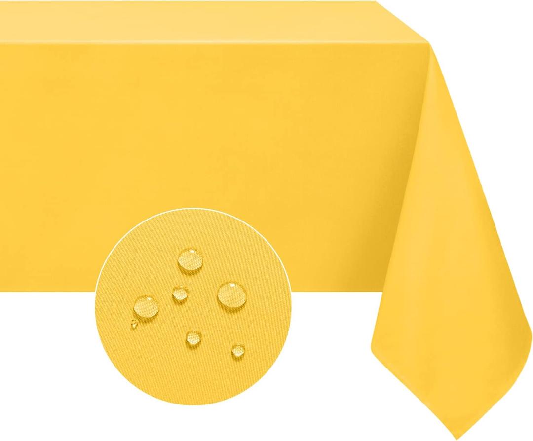 Softalker Rectangle Tablecloth, Waterproof & Stain Resistant Square Table Cloths Wrinkle Free 210GSM Fabric Washable Polyester Table Cover for Spring/Party/Outdoor - 54 x 54 inch,Yellow