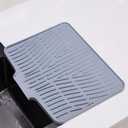 LDIIDII Silicone Dish Drying Mat with Drain Lip,Flexible Dish Drying Pad,Large dish drying Mats for Kitchen Counter,dish drain mat,sink drying mats,Drainboard for Kitchen Counter Grey,15.8"x13"