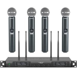 Phenyx Pro Wireless Microphone System, Quad Channel Wireless Mic, w/ 4x40 UHF Frequencies, Auto Scan, 328ft Long Range, 4 Handheld Dynamic Microphone for Singing, Church, Karaoke (PTU-7000-4H)
