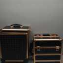 Professional Rolling Makeup Case with Wheels, 5-in-1 Makeup Train Case, Cosmetic Makeup Trolley Cart Travel Cosmetology Case On Wheels with Key for Hairstylists, Nail Tech(Black Crystal)