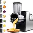 Electric Cheese Grater 7 in 1, Stainless Steel Salad Shooter, Food Slicer Shredder Chopper with Rotary Switch, 300W, for Block Cheese Vegetables Cucumber Carrots