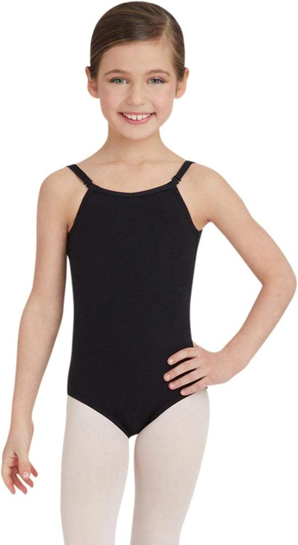 Capezio Girls' Team Basic Camisole Leotard with Adjustable Straps (Large, Black)