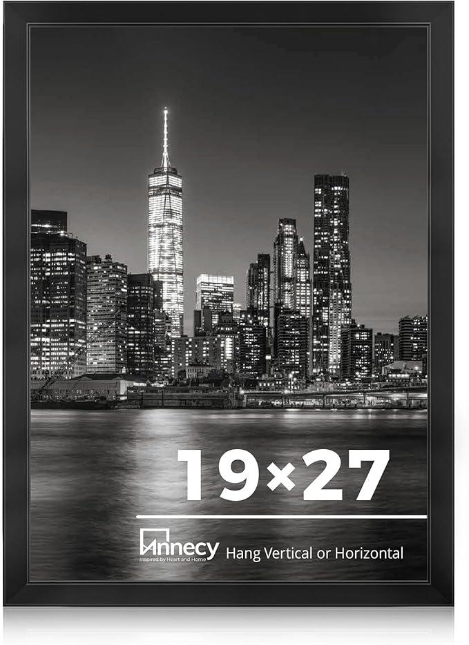 Annecy Picture Frame Black, 19.7x27.6 Inches Picture Frame for Wall Decoration, Classic Black Minimalist Style Suitable for Decorating Houses, Offices, Hotels