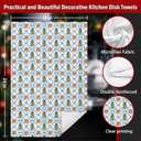 Blue and White Chinoiserie Christmas Tree Bow Kitchen Towels 16x24 Inch Set of 2, Grandmillennial Christmas Dish Towels for Kitchen, Coquette Bow Wreath Decorative Hand Tea Towel for Bathroom