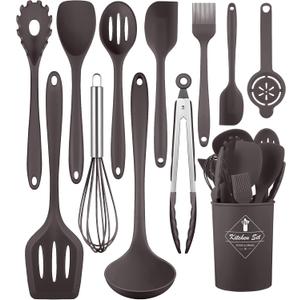 Kitchen Utensils Set-12 Pieces Silicone Cooking Utensils Set (Dishwasher Safe) 392F Heat Resistant Spatula Set, Nonstick Cookware