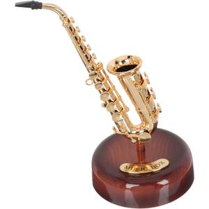 Saxophone Music Box, 7.9in Classic Saxophone Home Accessories, Saxophone Mum Trinket Saxophone Jewelry BoxMini Musical Instrument Ornaments for Home Decoration Housewarming Desktop