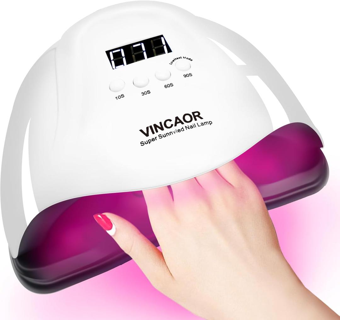VINCAOR UV Light for Gel Nails, 180W Nail Dryer UV Nail Lamp, Nail Polish Light with 4 Timer Settings, 45 Beads, Polish Curing UV LED Dryer with Automatic SensorPurple Light