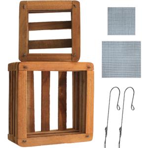 Set of 2 Wooden Orchid Baskets with Hangers, Hanging Vanda Baskets for Outside