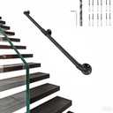 Handrail Wall, Stair Railing Indoor, 6FT Pipe Railing, Metal Staircase Handrail, Black handrails for Indoor & Outdoor Stairs, Grab Bars for Wall, Steps Baluster