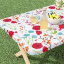 misaya Rectangle Vinyl Tablecloth, Fitted Table Cover, 100% Waterproof, Elastic Edge, Flannel Backing, Plastic Tablecloth Fit 7 Foot Folding Tables for Picnic, Camping, Outdoor (Flowers, 30x84 inch)
