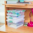 Sterilite 6-Pack Clip Box, Stackable Clear Plastic Bins with Latching Lids, Small - Writing, Arts or Crafts Supplies Storage Containers for Home, Office, Classroom and Workshop Organization