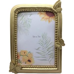 Hand Crafted Antique Gold 5x7 Inch Resin Photo Frame for Home Décor