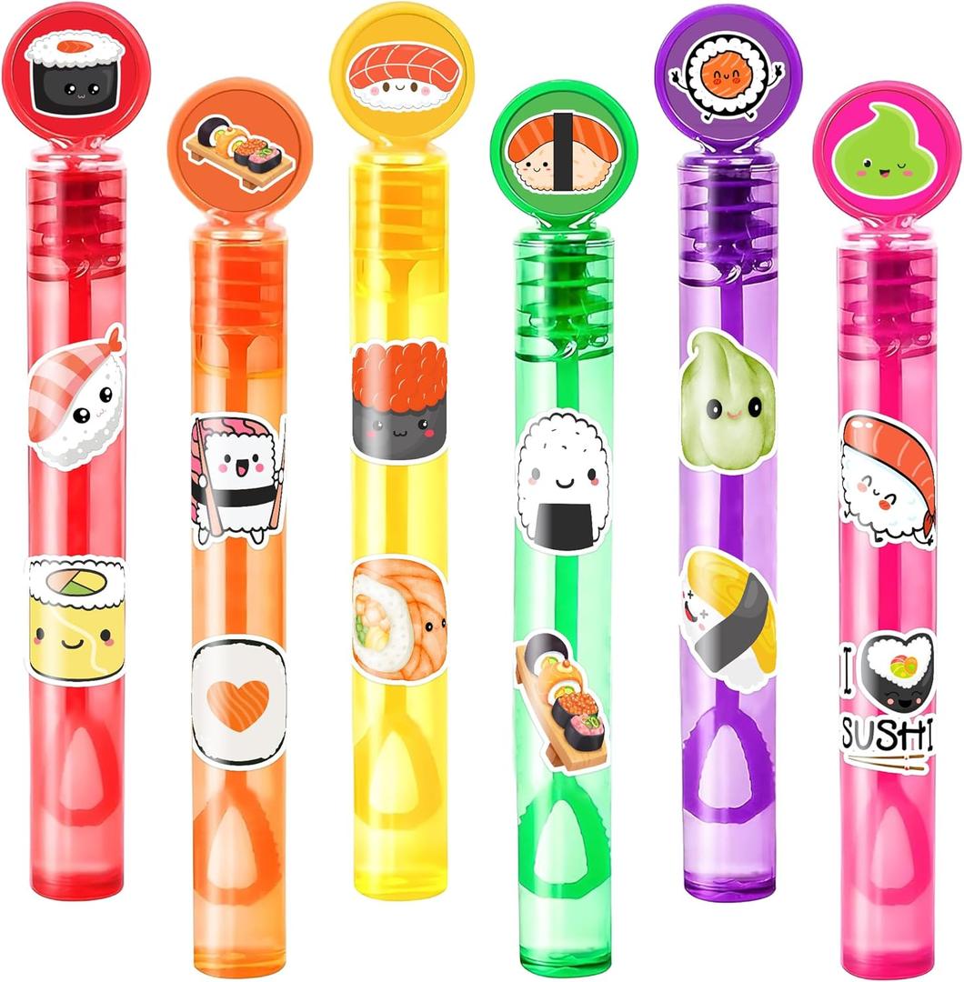 Sushi Party Favors for Kids  24PCS Food-Themed Mini Bubble Wands, Great for Birthday Supplies, Pinata Fillers, Goodie Bags & Classroom Rewards