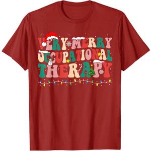 Very Merry Occupational Therapy Funny OT Squad Christmas T-Shirt, M