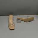 Clear Heels Mules Sandals for Women Transparent Two Strap Square Toe Backless Block Heel Slip on Pump Shoes (7.5, Nude)