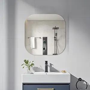 yuzeyurun 20" Frameless Square Bathroom Mirror, Tempered Glass Wall Mirror, HD Vanity Mirror for Entryway, Living Room & Home Decor, Polished Rounded Edges, 1/5" Thick