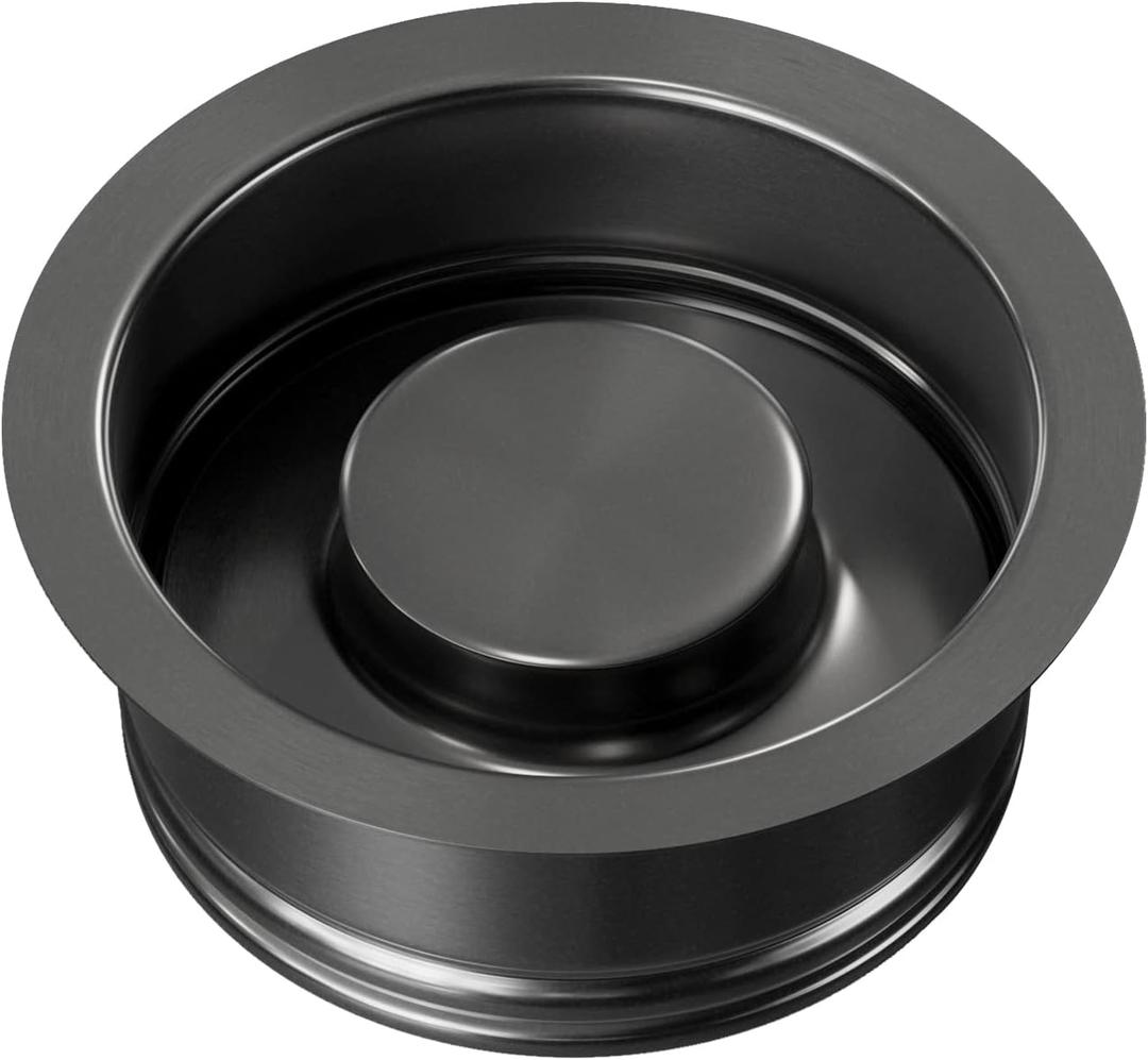 Garbage Disposal Flange, Gunmetal Black Garbage Disposal Drain Garbage Disposal Sink Flange and Stopper, Garbage Disposal Flange Plug for 3-1/2 Inch Drain Hole, Sink Flange and Stopper
