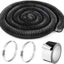 Zonon Dryer Vent Hose 4 Inch X 50 Feet Flexible Aluminum Foil Ducting Non Insulated with Stainless Steel Clamps and Aluminum Tape for Pipe, HVAC Heating Cooling Ventilation and Exhaust (Black)