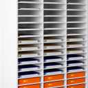 Mail Sorter Wood Literature Organizer, Student Mailbox for Classroom, Desktop Bill Paper Organizer for Office Home School, 48 Compartments, Black (31.5" x 12" x 37.8", White)