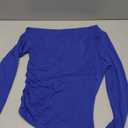 Women's Sexy Off The Shoulder Tops Long Sleeve Spring T-Shirt Slim Fitted Solid Y2K Going Out T Shirts Top Y01 Small (Royal Blue)