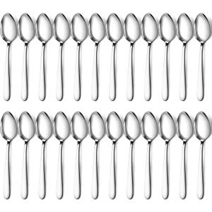 Pleafind 24 -Pcs Dinner Spoons, 7.4 inch Spoons Silverware, Stainless Steel Spoons Set, Silver Spoons, Silverware Spoons Use for Home, Kitchen, Restaurant,Dishwasher Safe, Mirror Polished