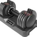 CAP ADJUSTABELL® 50 lb Single of Adjustable Dumbbells with Contoured Full Rotation Handle, Honeycomb Chrome and Black Handle