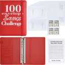 100 Envelopes Money Saving Binder A5 Savings Challenge Book Easy and Fun Way to Save $5050 (Red)