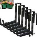 KUAGINZUHE Heavy Duty Adjustable Window Box Brackets - Iron Planter Box Hangers with Reinforced Bottom Support for Balcony, Fence, Railing, Garden - Rust-Proof & Sturdy Flower Pot Holders