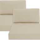 Patio Furniture Cushions Replacement Set of 2, Outdoor Deep Seat Couch Cushion and Backrest Pillow with Waterproof Removable Cover for Sectional Sofa Set, 25.6 x 25.6 Inch, Cream (25.6*25.6 + 25.6*13 In)