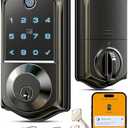 Veise VE017 Fingerprint Smart Door Lock, App Control, 7-in-1 Keyless Entry, Auto Lock, Emergency Power Port, Electronic Touchscreen Keypad, Biometric Smart Locks for Front Door, Matte Black