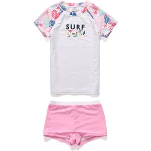 PHIBEE Girls' Short Sleeve Rash Guard Set UPF 50+ Sun Protection Two-Piece Swimwear 10