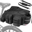 1050D Waterproof Rear Bike Rack Bag, 15L Large Bicycle Trunk Bag with Shoulder Strap for Cycling Commuter Shopping Travel, Bike Back Cargo Rack Bike Saddle Bag for Ebike, MTB, Cruiser, City Bike