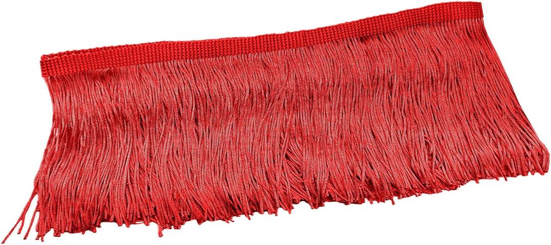 Luomorgo 10 Yards Chainette Fringe Trim 4" Wide - Polyester Tassel for Sewing, Latin Dresses & Lamp Shades | DIY Craft Decor (Red)