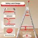 A-Frame Telescoping Extension Ladder，5.4FT Folding Step Stool with Safety Lock，Foldable Aluminum Ladder, Heavy Duty 6 Step Ladder 600lbs Capacity for Home Use